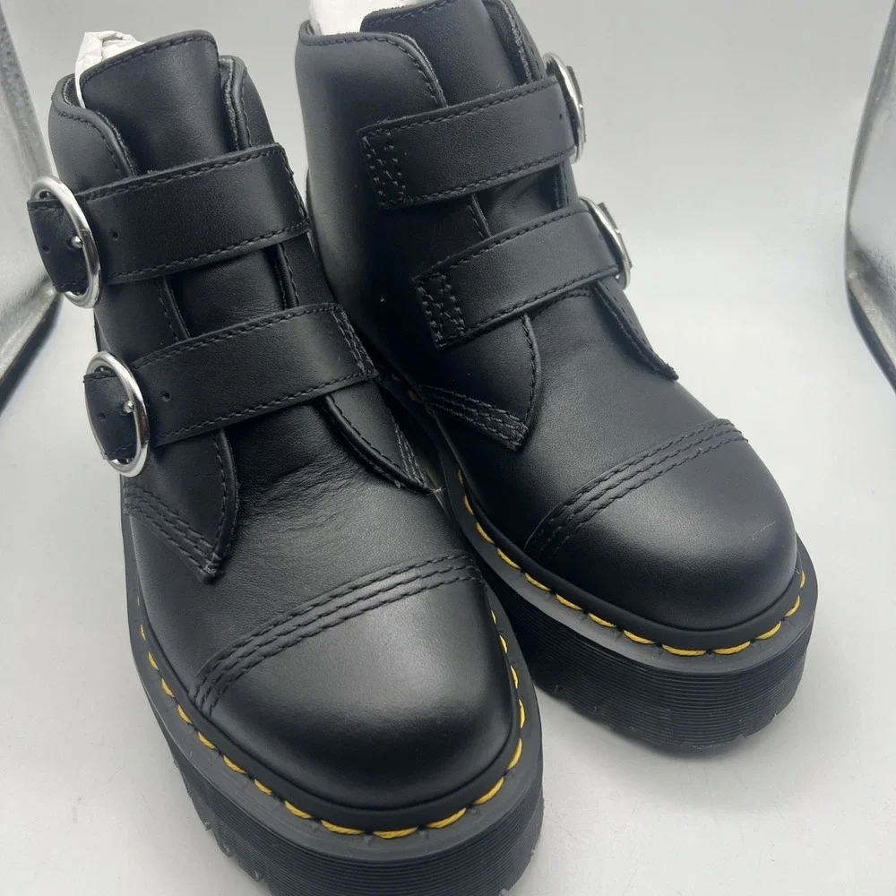 Dr. Martens Women's Devon Napa LUX Platform Boots Black Size 6 Women's NWB‎